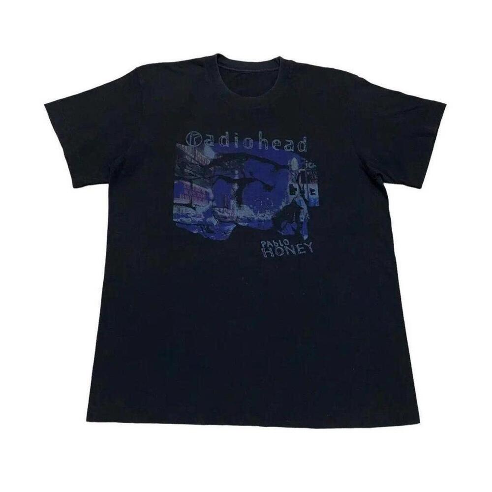 Black Radiohead T-Shirt With Blue Graphics